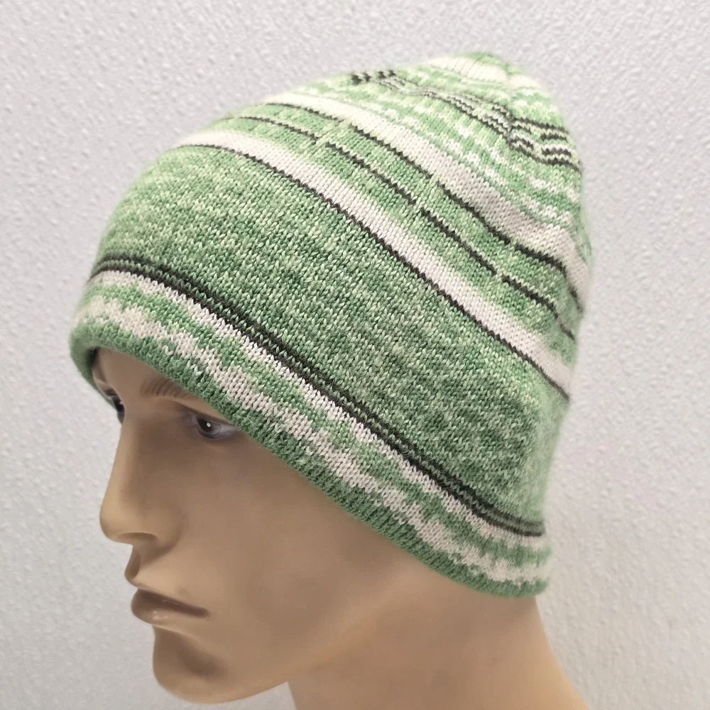 Columbia Youth Green White Knit Winter Beanie Wool Blend
